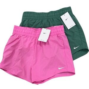 2-Pair Nike Dri-FIT Training Shorts Kids Large Green & Pink NWT